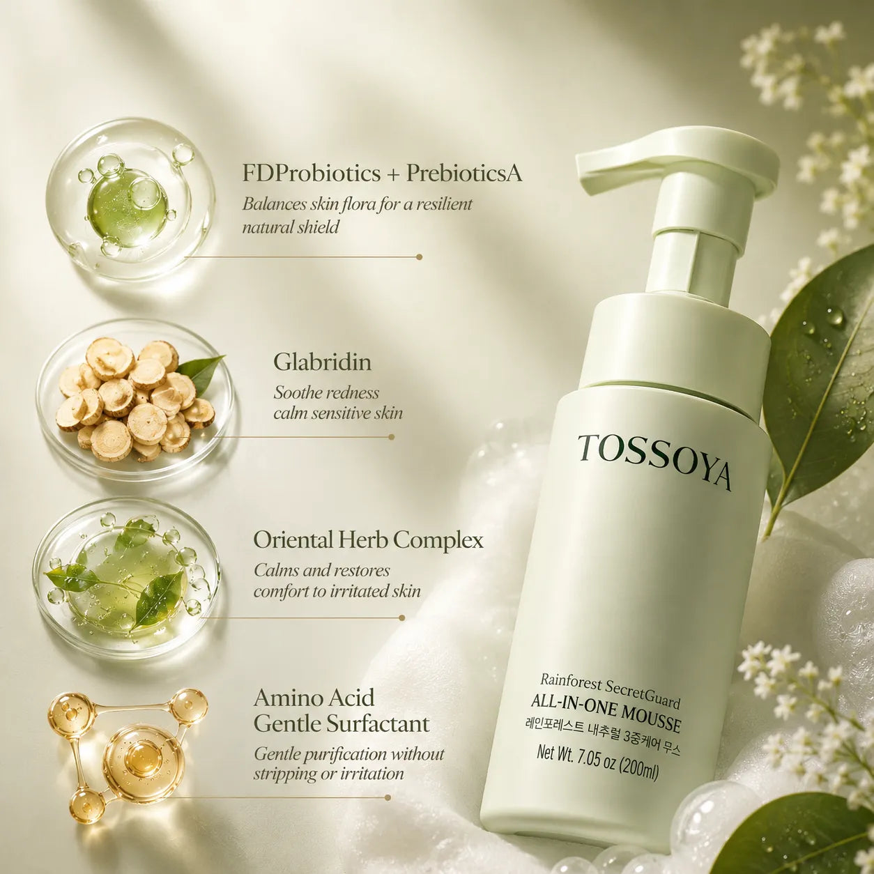 Feminine care mousse for daily freshness