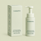 Tossoya All-in-One Mousse bottle and packaging on a beige background
